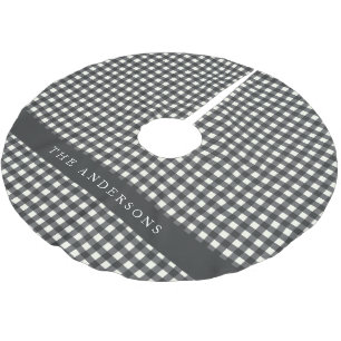 ヴィンテージ白黒ギンガムプレイドパーソナライズされた ブラッシュドポリエステルツリースカート