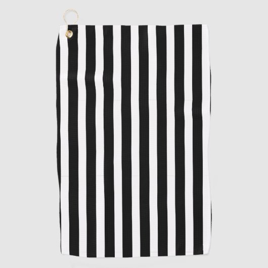 ヴィンテージ白黒クラシックストライプの ゴルフタオル (正面)