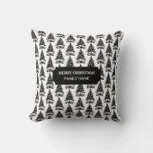 ヴィンテージ白黒クリスマスツリー名前をカスタムする クッション (正面)