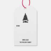 ヴィンテージ白黒クリスマスツリー ギフトタグ (裏面)