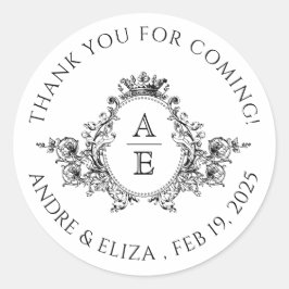 ヴィンテージ白黒クレストモノグラムありがとう ラウンドシール