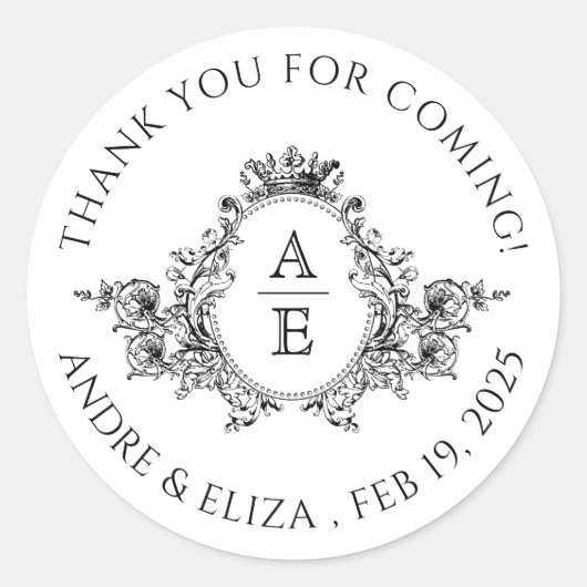 ヴィンテージ白黒クレストモノグラムありがとう ラウンドシール (正面)