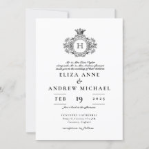 ヴィンテージ白黒クレストモノグラム結婚ズ