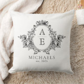 ヴィンテージ白黒クレストモノグラム クッション (ブランケット)