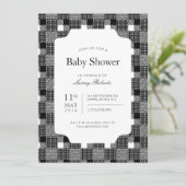 ヴィンテージ白黒グラン格子縞チェッカーボード 招待状 (スタンド正面)