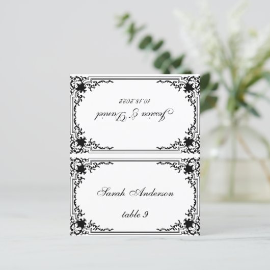 ヴィンテージ白黒ゲスト名結婚の座席表 (スタンド正面)