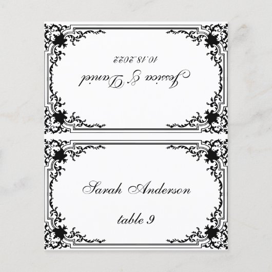 ヴィンテージ白黒ゲスト名結婚の座席表 (正面)