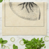 ヴィンテージ白黒コンチシェル キッチンタオル (折り畳み)