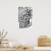 ヴィンテージ白黒サンタスカーフ ポスター (キッチン)