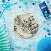 ヴィンテージ白黒サンタ来ーの町へ ペーパープレート (パーティー)