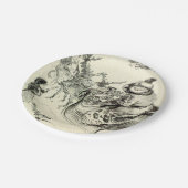 ヴィンテージ白黒サンタ来ーの町へ ペーパープレート (アングル)