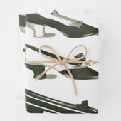 ヴィンテージ白黒シューズ ラッピングペーパーシート (インサイチュ)