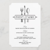 ヴィンテージ白黒シルバーウェア結婚ズ メニュー (正面)