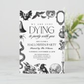 ヴィンテージ白黒スカルハロウィーン 招待状 (スタンド正面)