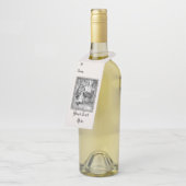 ヴィンテージ白黒スケッチ赤乗用フードフレーム ボトルネックタグ (アングル)