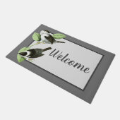 ヴィンテージ白黒ソングバード歓迎 ドアマット (アングル)