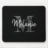 ヴィンテージ白黒タイポグラフィ名モノグラム マウスパッド (正面)