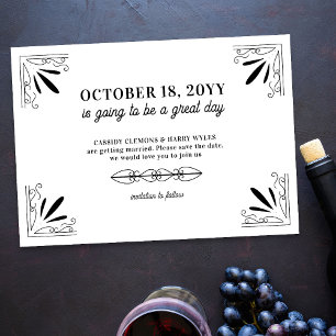 ヴィンテージ白黒タイポグラフィ結婚ズ セーブザデート