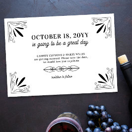 ヴィンテージ白黒タイポグラフィ結婚ズ セーブザデート