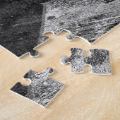 ヴィンテージ白黒タクシー通りシーン ジグソーパズル (側面)