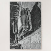 ヴィンテージ白黒タクシー通りシーン ジグソーパズル (縦)