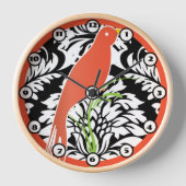 ヴィンテージ白黒ダマスクタンゲリンバードクロック 壁時計 (正面)