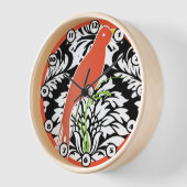 ヴィンテージ白黒ダマスクタンゲリンバードクロック 壁時計 (傾斜)