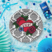 ヴィンテージ白黒ダマスクママ紙プレート ペーパープレート (パーティー)