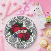 ヴィンテージ白黒ダマスクママ紙プレート ペーパープレート (パーティー)