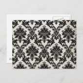 ヴィンテージ白黒ダマスク壁紙 ポストカード (正面/裏面)
