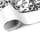 ヴィンテージ白黒ダマスク#2 ラッピングペーパー (ロールコーナー)
