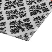 ヴィンテージ白黒ダマスク#3レッドネームモノグラム カッティングボード (角)