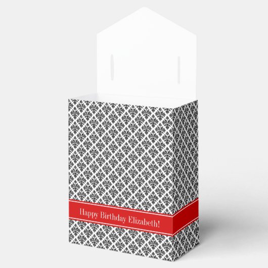 ヴィンテージ白黒ダマスク#3レッドネームモノグラム フェイバーボックス (オープン)