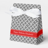 ヴィンテージ白黒ダマスク#3レッドネームモノグラム フェイバーボックス (正面サイド)