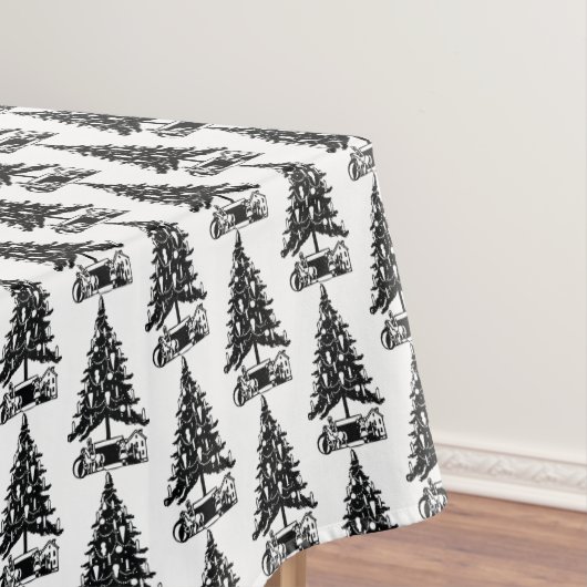 ヴィンテージ白黒ツリー テーブルクロス (インサイチュ)