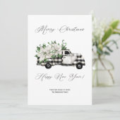 ヴィンテージ白黒トラックポインセティアクリスマス シーズンカード (スタンド正面)