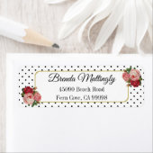 ヴィンテージ白黒ドットフローラ差出人住所 ラベル (インサイチュ)