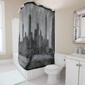 ヴィンテージ白黒ニューヨークシティ シャワーカーテン (インサイチュ)