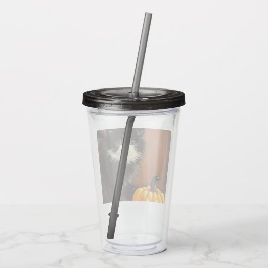 ヴィンテージ白黒ハロウィーンキットン アクリルタンブラー (裏面)