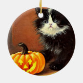 ヴィンテージ白黒ハロウィーンキットン セラミックオーナメント (裏面)
