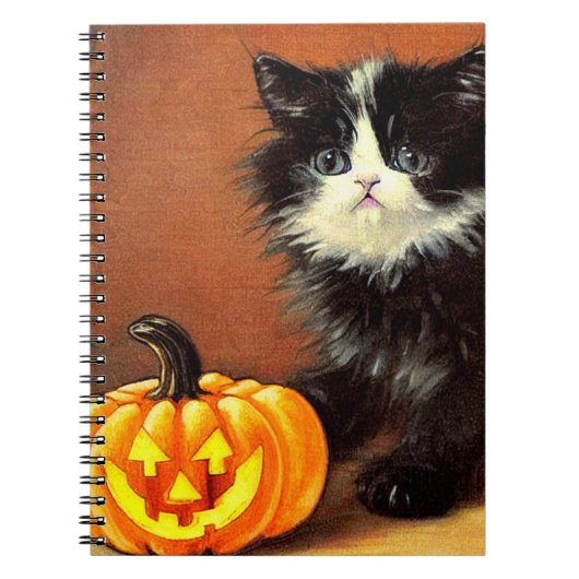 ヴィンテージ白黒ハロウィーンキットン ノートブック (正面)