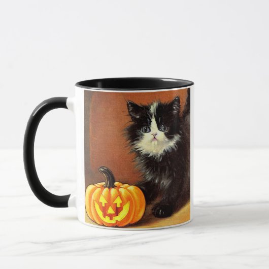 ヴィンテージ白黒ハロウィーンキットン マグカップ (左)