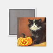 ヴィンテージ白黒ハロウィーンキットン マグネット (正面/裏面)