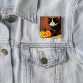 ヴィンテージ白黒ハロウィーンキットン 缶バッジ (インサイチュ)