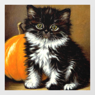 ヴィンテージ白黒ハロウィーン猫 ウィンドウサイン