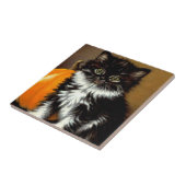 ヴィンテージ白黒ハロウィーン猫 タイル (側面)