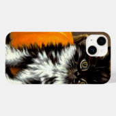 ヴィンテージ白黒ハロウィーン猫 Case-Mate iPhoneケース (裏面 (横))