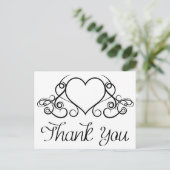 ヴィンテージ白黒ハートありがとう – 結婚s ポストカード (スタンド正面)