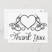 ヴィンテージ白黒ハートありがとう – 結婚s ポストカード (正面/裏面)