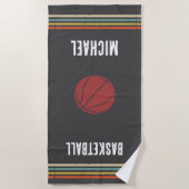 ヴィンテージ白黒バスケッパーソナライズされたトル ビーチタオル (正面)